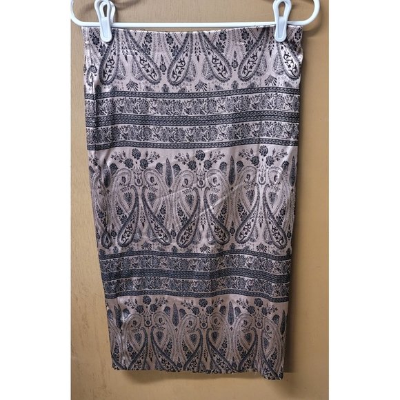 7th Ave Pink and Black Print Satin Skirt - Picture 1 of 8